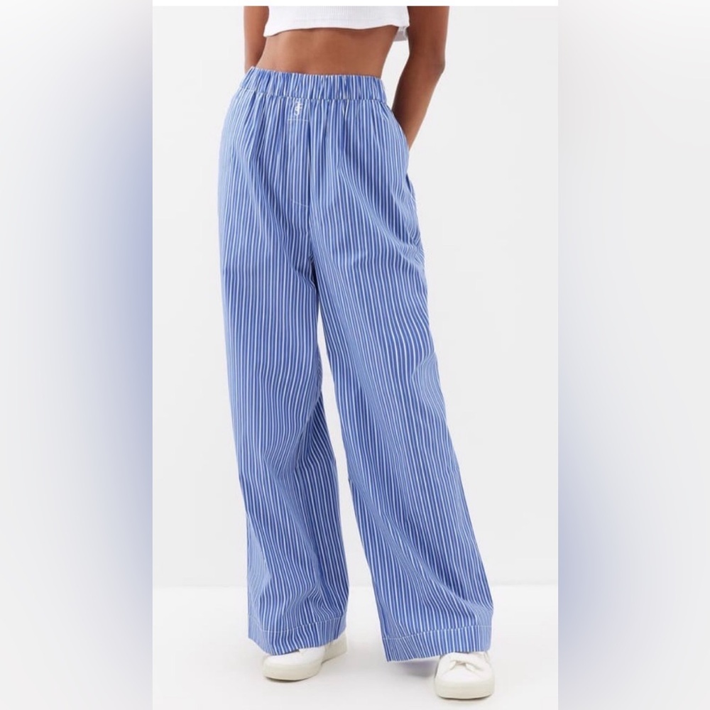 The Frankie Shop Blue Pinstripe Wide-Leg Pants Size Small